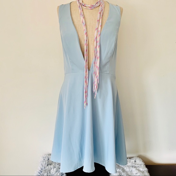 by the way. Dresses & Skirts - Sammie Deep V Skater Dress in Light Blu